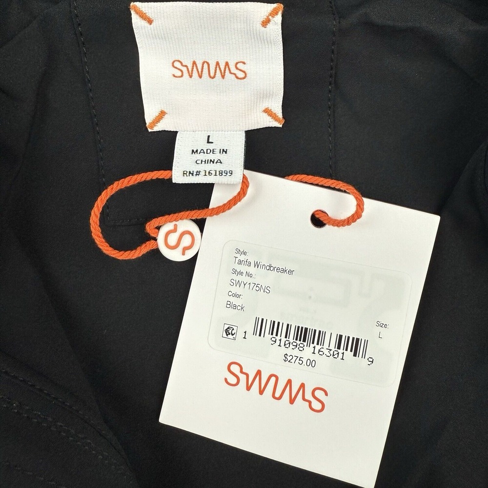 SWIMS‎ Men's Large Tarifa Windbreaker Lightweight Jacket Raincoat Black NWT $275 - Picture 3 of 7